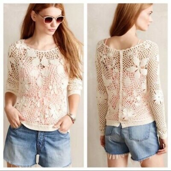 Anthropologie Tops - Angel of the North Crochet Tokay Sweater